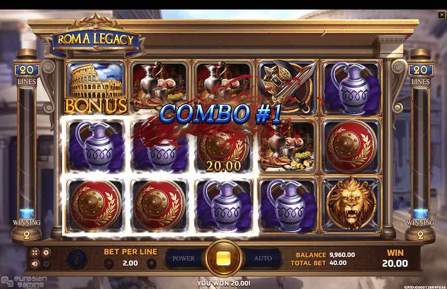 ROMA LEGACY SLOT คุณสมบัติของเกมพื้นฐาน