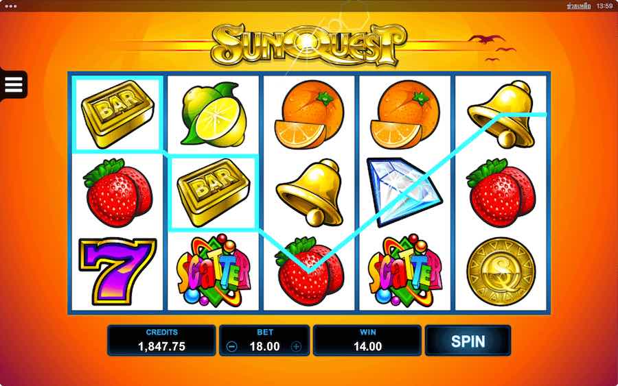 คุณสมบัติโบนัส SUNQUEST SLOT