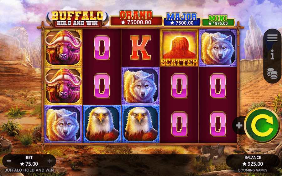 BUFFALO HOLD AND WIN SLOT ธีม, การจ่ายเงิน & สัญลักษณ์ต่างๆ