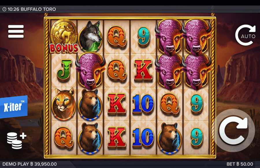 BUFFALO TORO SLOT ธีม, การจ่ายเงิน & สัญลักษณ์ต่างๆ