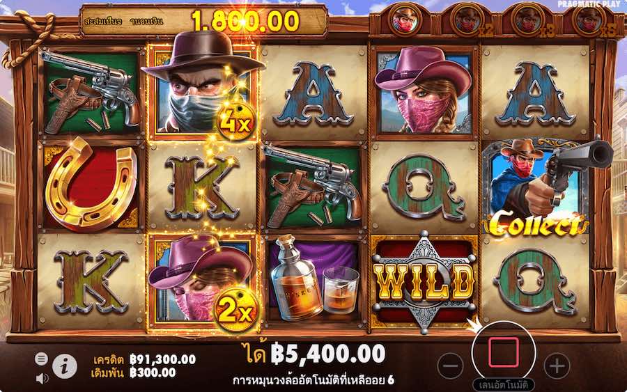 คุณสมบัติโบนัส COWBOYS GOLD SLOT