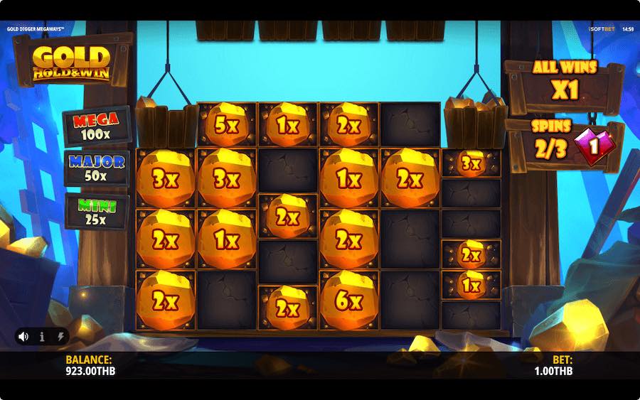 GOLD DIGGER MEGAWAYS SLOT คุณสมบัติของเกมพื้นฐาน