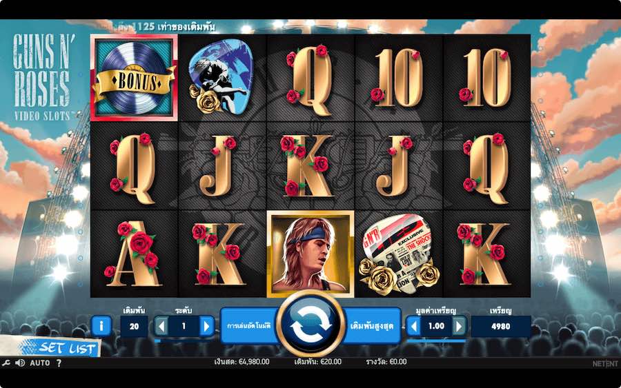 GUNS N' ROSES SLOT ธีม, การจ่ายเงิน & สัญลักษณ์ต่างๆ