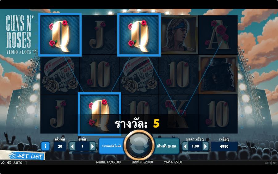 GUNS' N ROSES SLOT คุณสมบัติของเกมพื้นฐาน