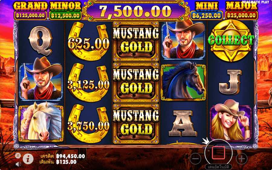 คุณสมบัติโบนัส MUSTANG GOLD SLOT