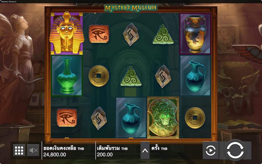 เล่นกับชุดรีล 5x3 และ 10 เพย์ไลน์คงที่ใน Mystery Museum Slot