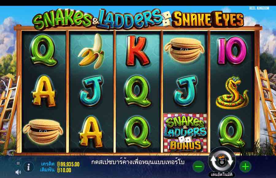 SNAKES AND LADDERS SNAKE EYES SLOT ธีม, การจ่ายเงิน & สัญลักษณ์ต่างๆ