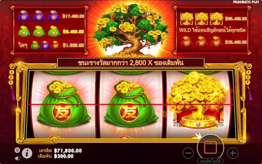 คุณสมบัติโบนัส TREE OF RICHES SLOT