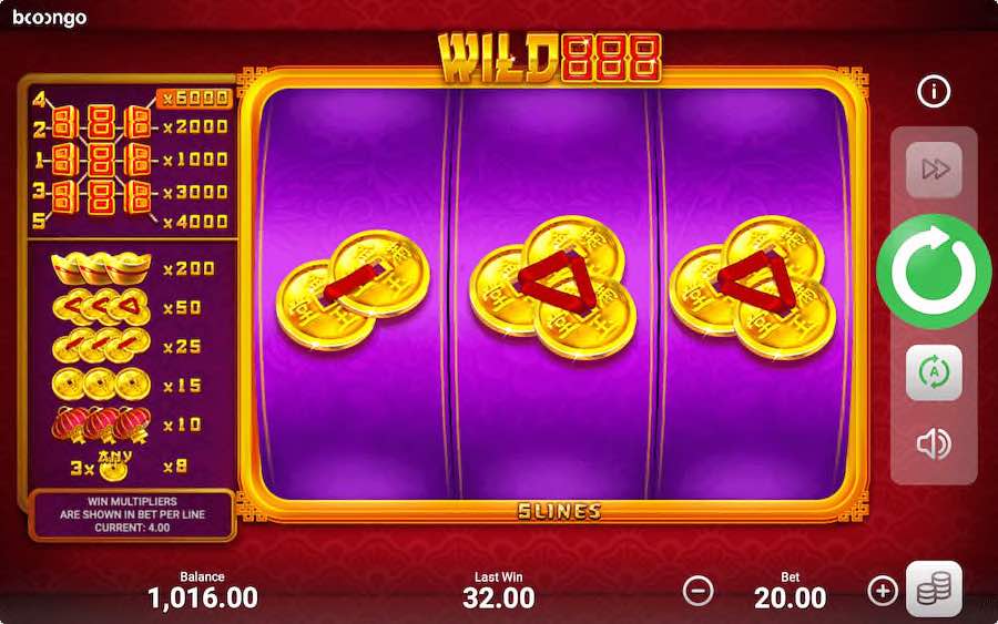 คุณสมบัติโบนัส WILD 888 SLOT