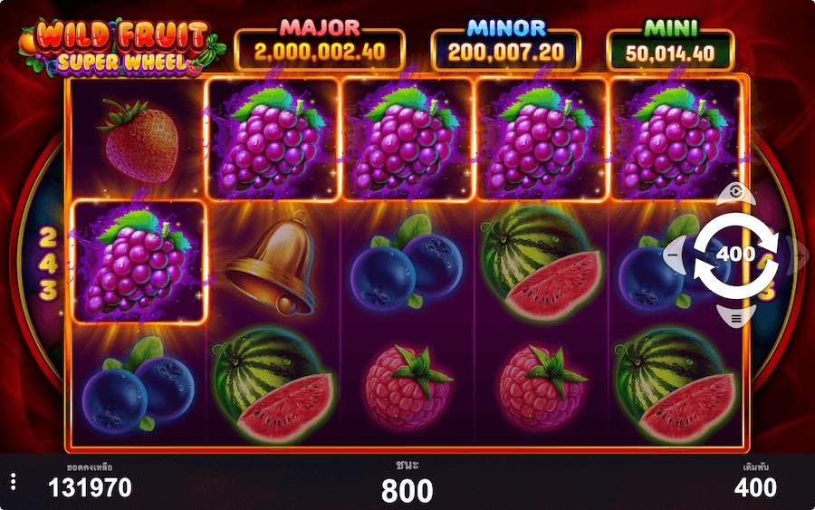 คุณสมบัติโบนัส WILD FRUIT SUPER WHEEL SLOT