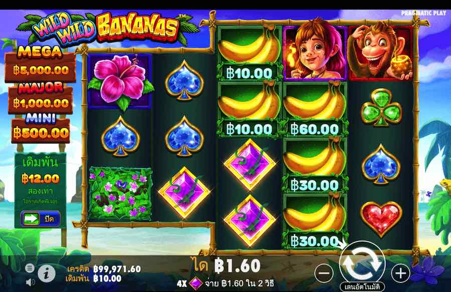 WILD WILD BANANAS SLOT คุณสมบัติของเกมพื้นฐาน